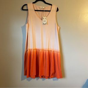 Entro Dip Dye Orange Sleeveless Drop Waist Beach Sundress